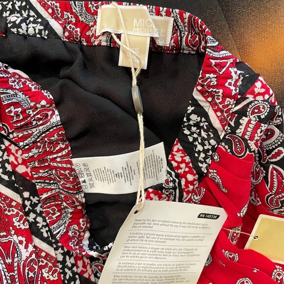 New MK Bandana Paisley Pleated Maxi Skirt Red Currant XS (runs large) - Picture 5 of 7